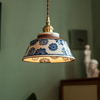 Vintage Asian Ceramic Pendant Lamp
