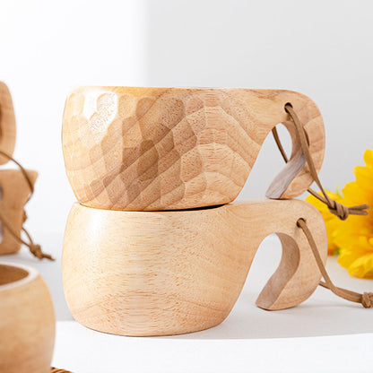 Natural Wood Tea Cup Set