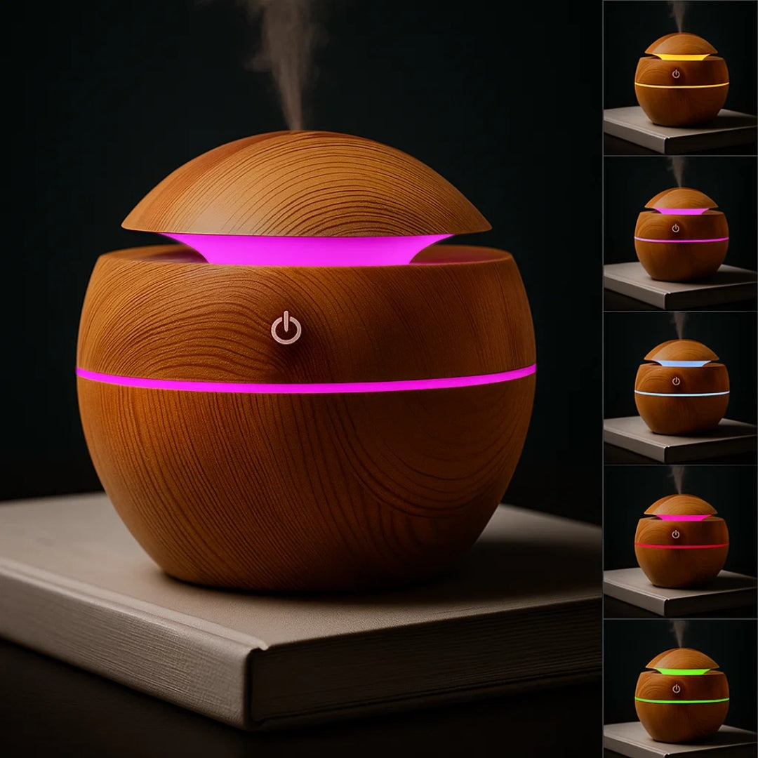 Soothing Cool Mist LED Nightlight - Wooden Finish