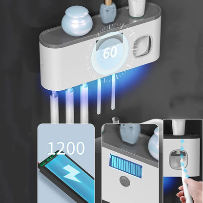 Sanitary Toothbrush Holder with Automatic Dispenser