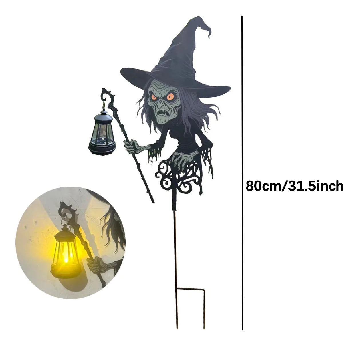 Spooky Witch Figurine with Colorful LED Glow