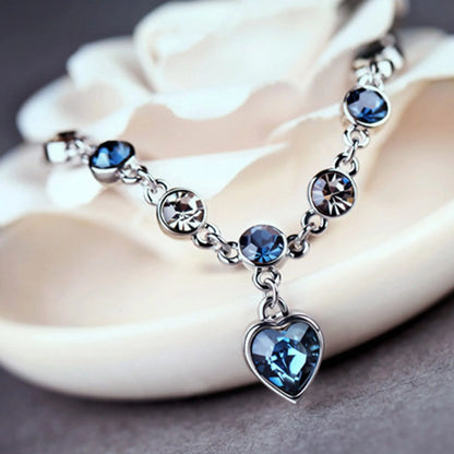 Beautiful Blue Crystal Heart Bracelet