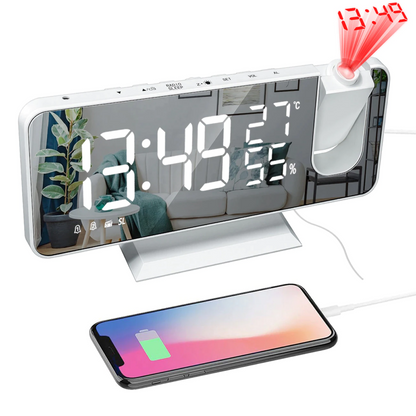Smart LED Alarm Clock with Projector and USB Port