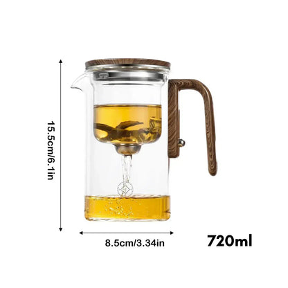 Clear Glass Teapot with Wood Handle