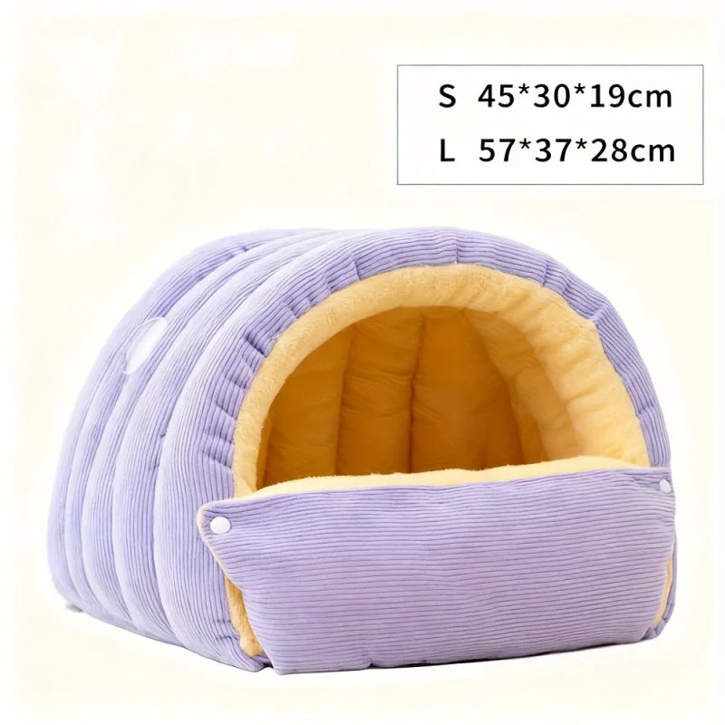 Cozy Plush Closed Cat Hideaway Bed