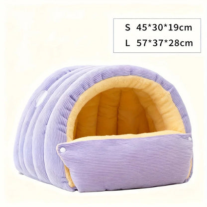 Cozy Plush Closed Cat Hideaway Bed