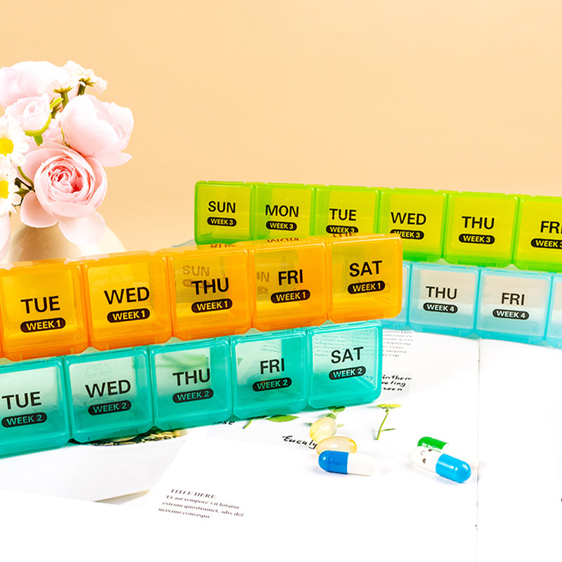 Daily Pill Box with 28 Storage Compartments