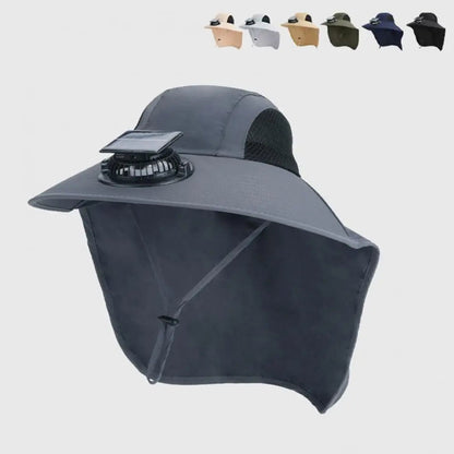 Sun Protection Wide Brim Summer Hat with Solar Fan
