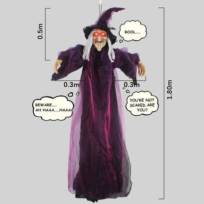Spooky Halloween Witch Decoration with Lights and Sound