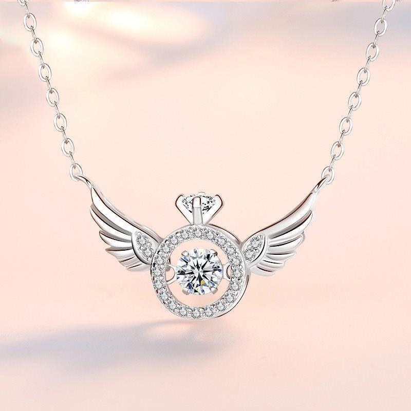 Sparkly Wing Crystal Pendant Necklace