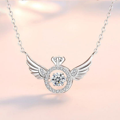 Sparkly Wing Crystal Pendant Necklace