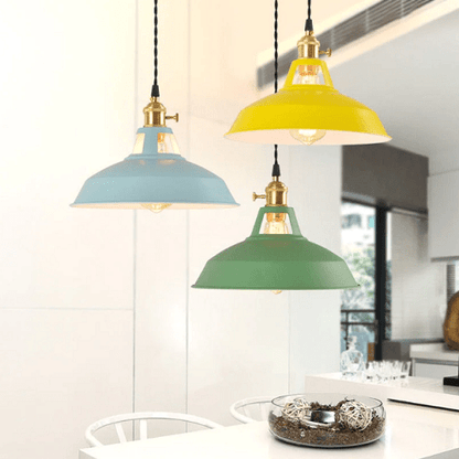 Retro Pastel Pendant Light - Chic Metal Glow