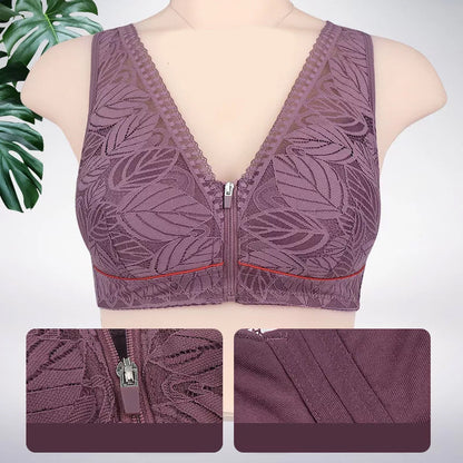 Simple Lace Bralette with Front Zip Closure