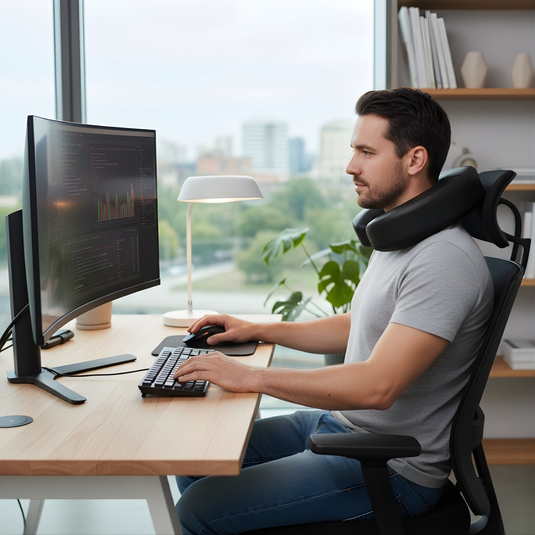 Travel Neck Pillow - Soft Ergonomic Support Cushion