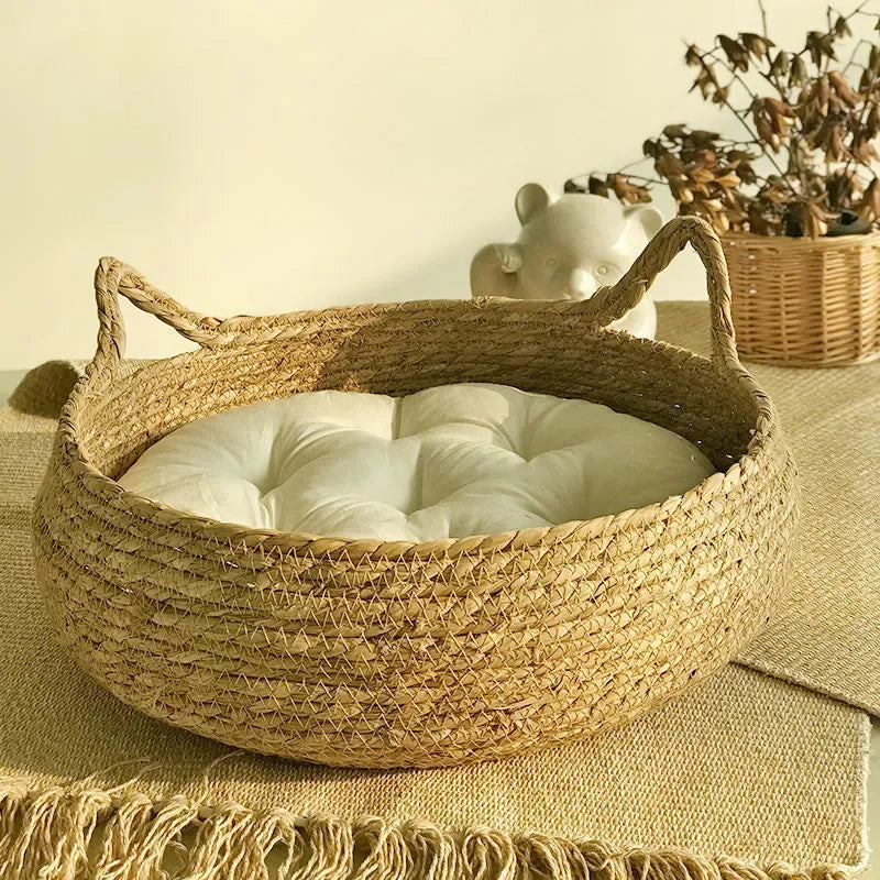 Cozy Plush Cat Bed with Washable Cushion