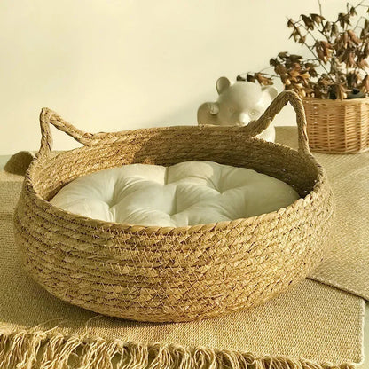 Cozy Plush Cat Bed with Washable Cushion