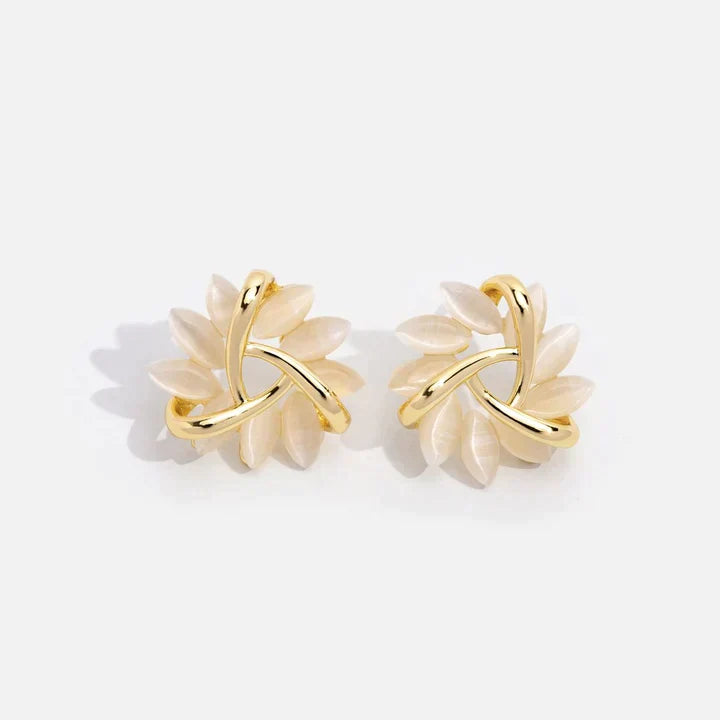 Elegant Gemstone Flower Stud Earrings