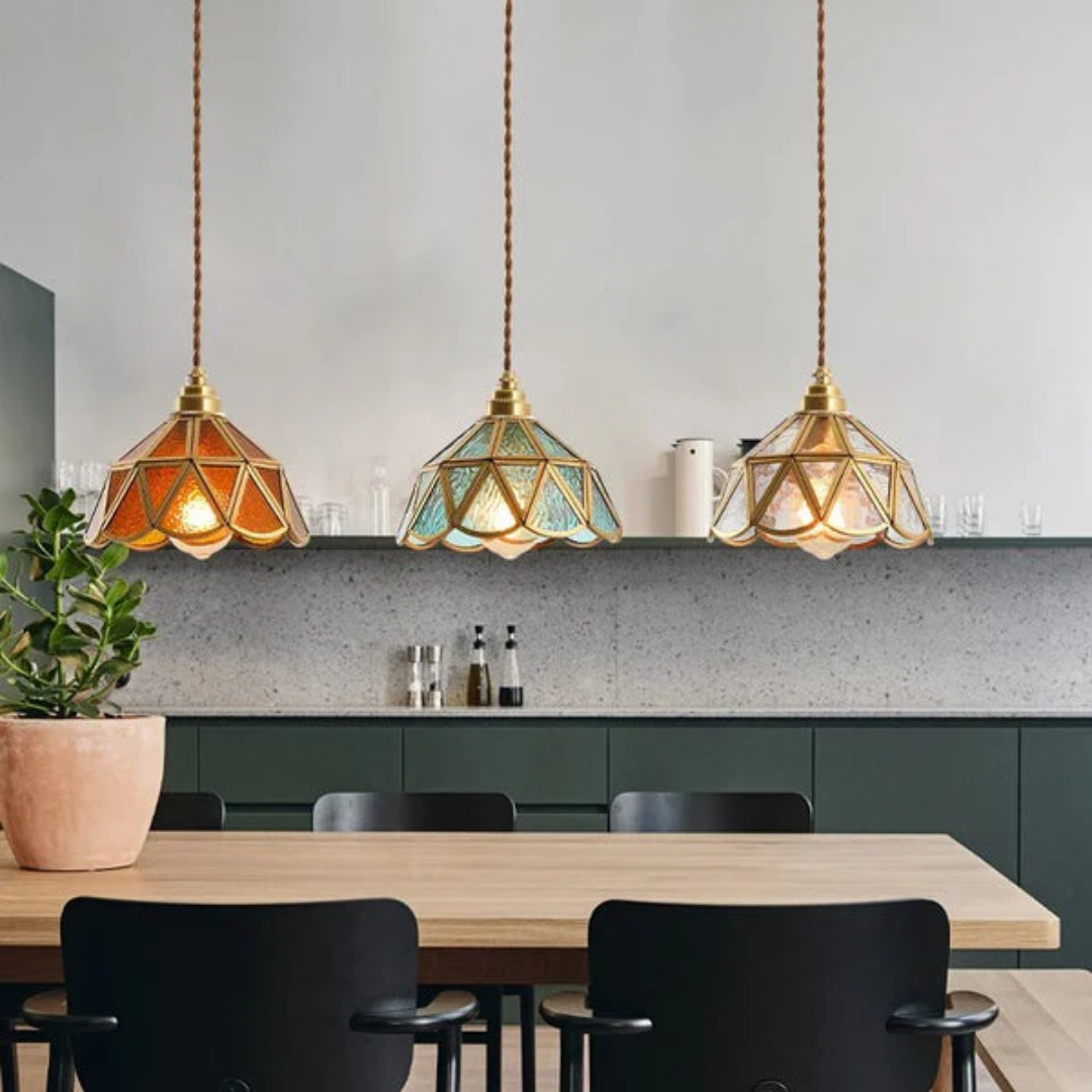 Colorful Stained Glass Hanging Lamp