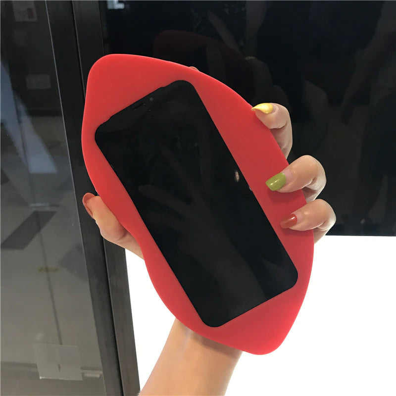 Bold Red Lip Print Silicone iPhone Case