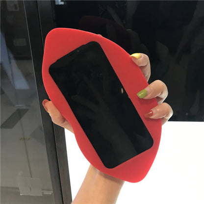 Bold Red Lip Print Silicone iPhone Case