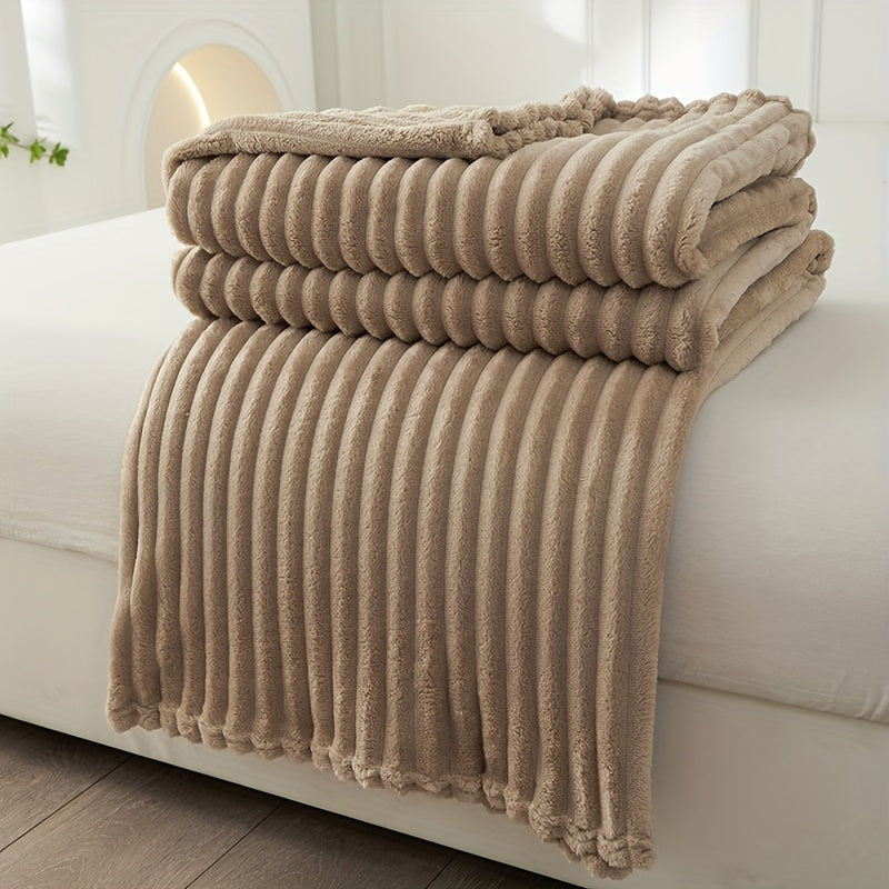 Cozy Textured Throw Blanket with Ribbed Design