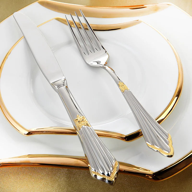 Premium 4-Piece Gold Plated Flatware Set