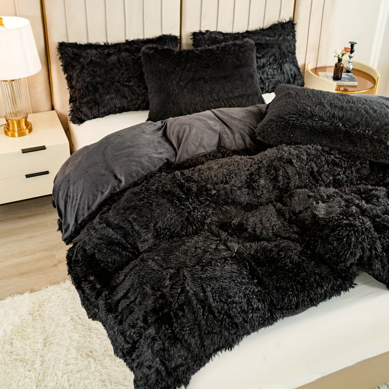 Cozy Soft Plush Duvet Cover Set with Zipper