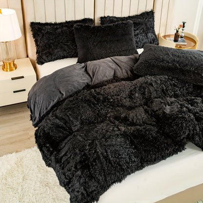 Cozy Soft Plush Duvet Cover Set with Zipper
