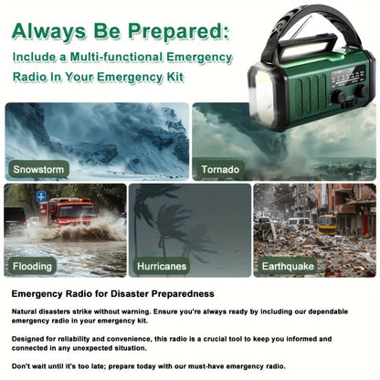 Portable Solar Crank Emergency Radio with Power Bank