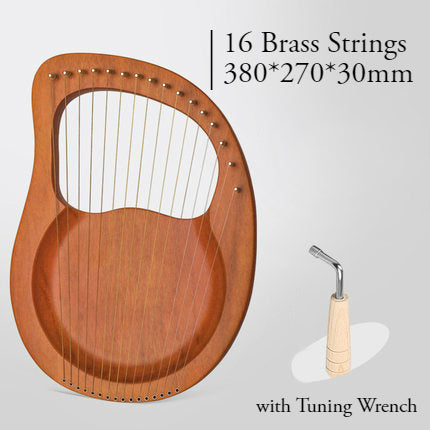 Classic Mahogany Lyre Harp with Brass Strings for All Ages