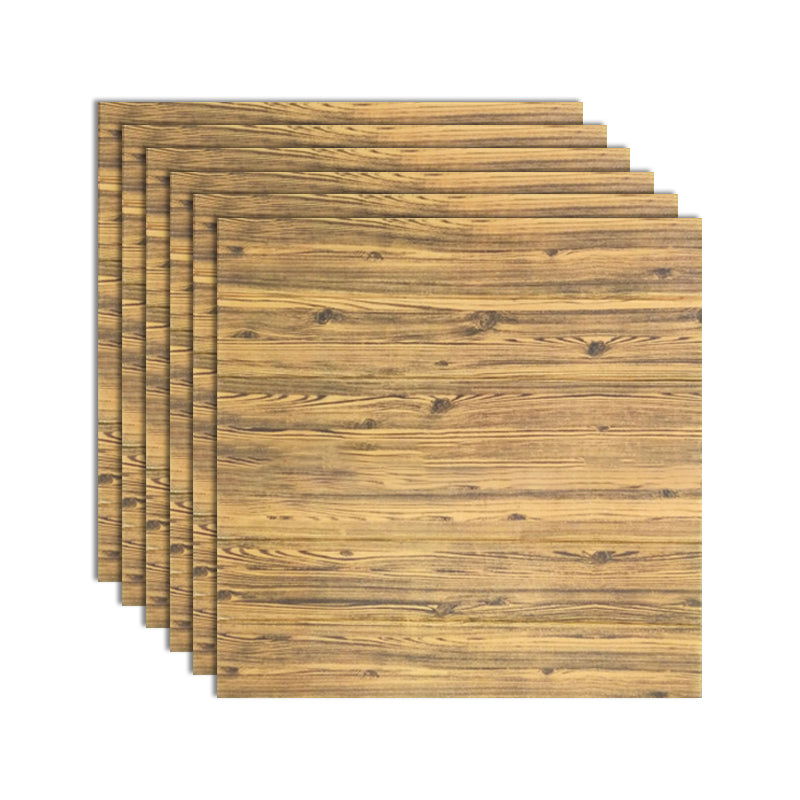 Decorative Metal Wall Panels Wooden Ceiling Tiles Set of 6