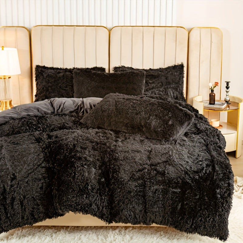 Cozy Soft Plush Duvet Cover Set with Zipper