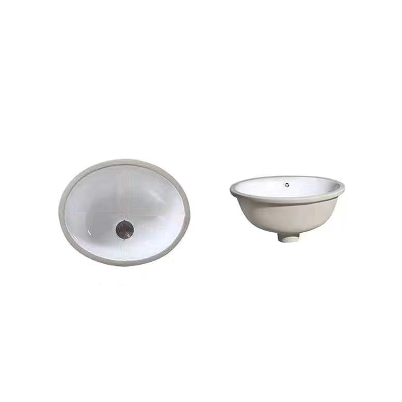 Stylish Undermount Oval Ceramic Sink with Pop Up Drain