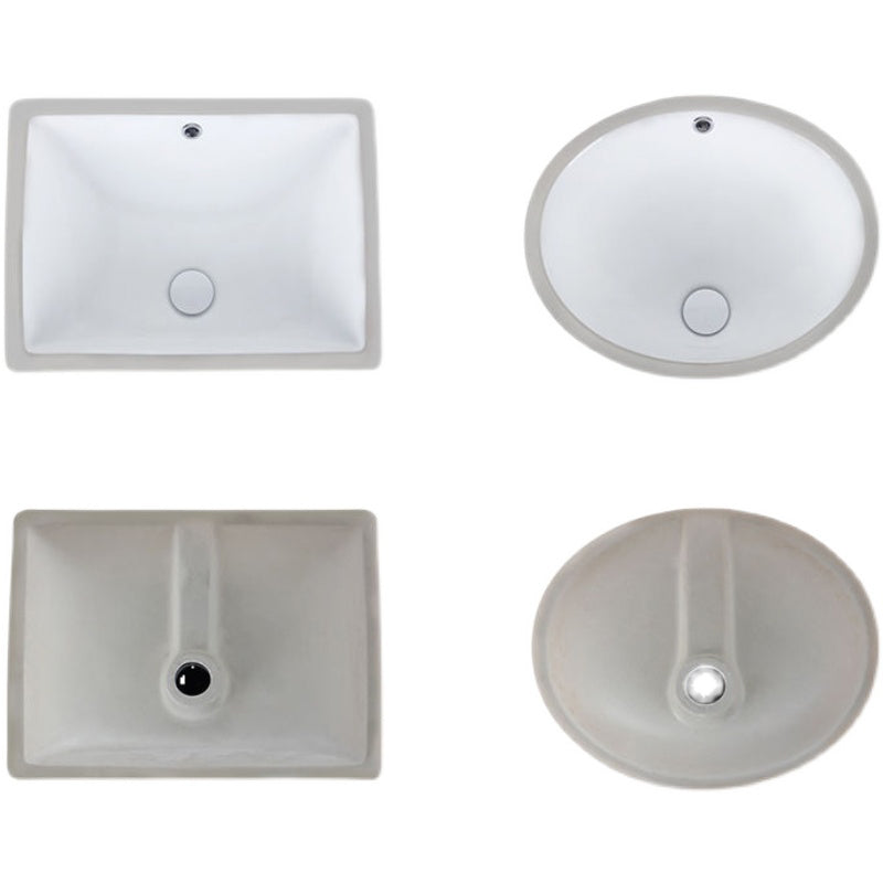 Stylish Undermount Oval Ceramic Sink with Pop Up Drain
