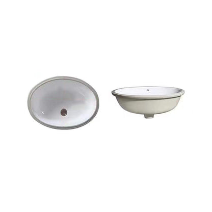Stylish Undermount Oval Ceramic Sink with Pop Up Drain