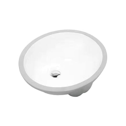 Stylish Undermount Oval Ceramic Sink with Pop Up Drain