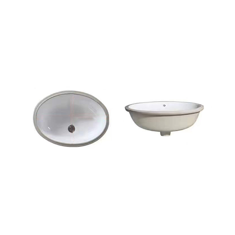 Stylish Undermount Oval Ceramic Sink with Pop Up Drain
