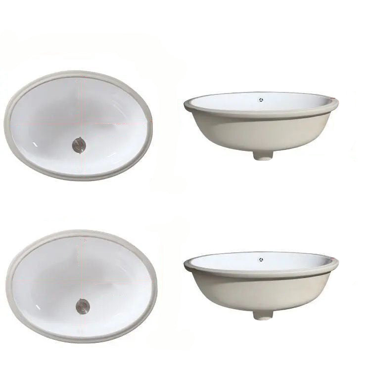 Stylish Undermount Oval Ceramic Sink with Pop Up Drain