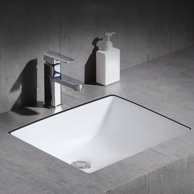Stylish Undermount Oval Ceramic Sink with Pop Up Drain