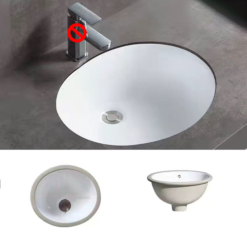 Stylish Undermount Oval Ceramic Sink with Pop Up Drain