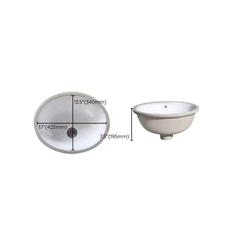 Stylish Undermount Oval Ceramic Sink with Pop Up Drain