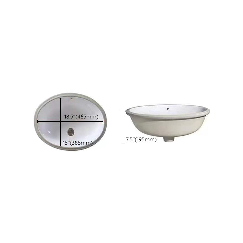 Stylish Undermount Oval Ceramic Sink with Pop Up Drain