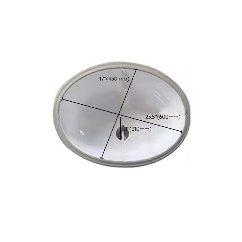 Stylish Undermount Oval Ceramic Sink with Pop Up Drain