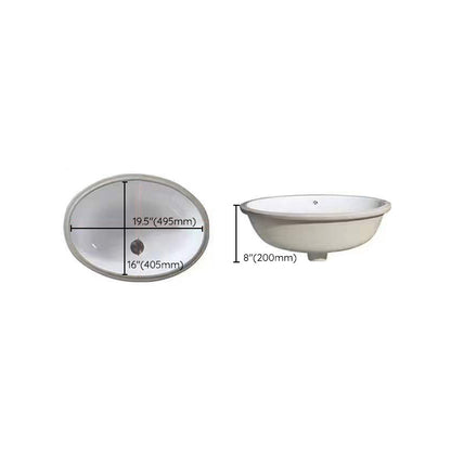 Stylish Undermount Oval Ceramic Sink with Pop Up Drain