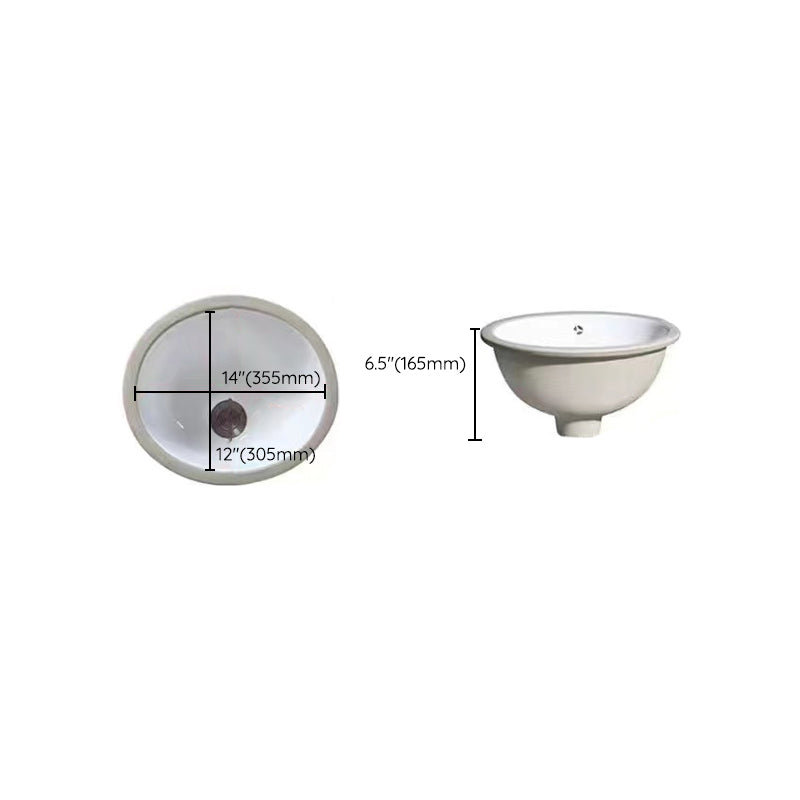 Stylish Undermount Oval Ceramic Sink with Pop Up Drain