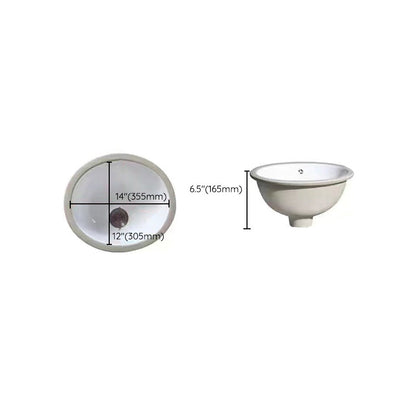 Stylish Undermount Oval Ceramic Sink with Pop Up Drain