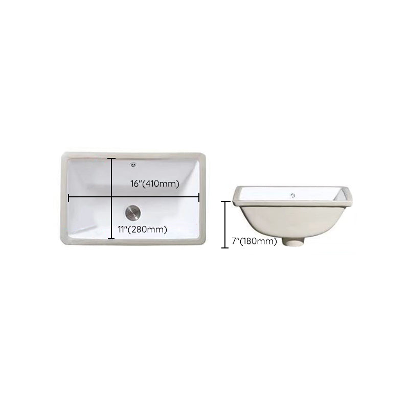 Stylish Undermount Oval Ceramic Sink with Pop Up Drain