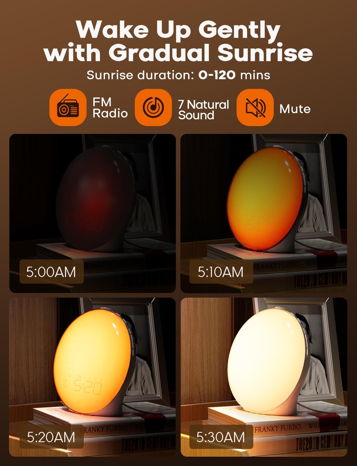 Smart Wake Up Light Alarm Clock with Sunrise Simulation
