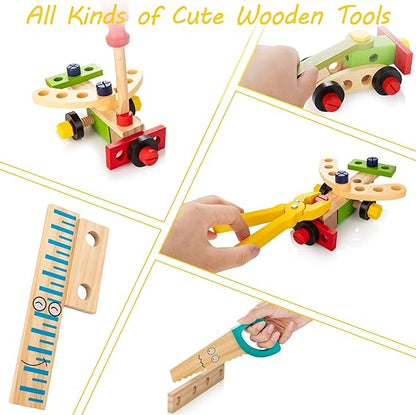 Kids Wooden Toy Toolbox Set