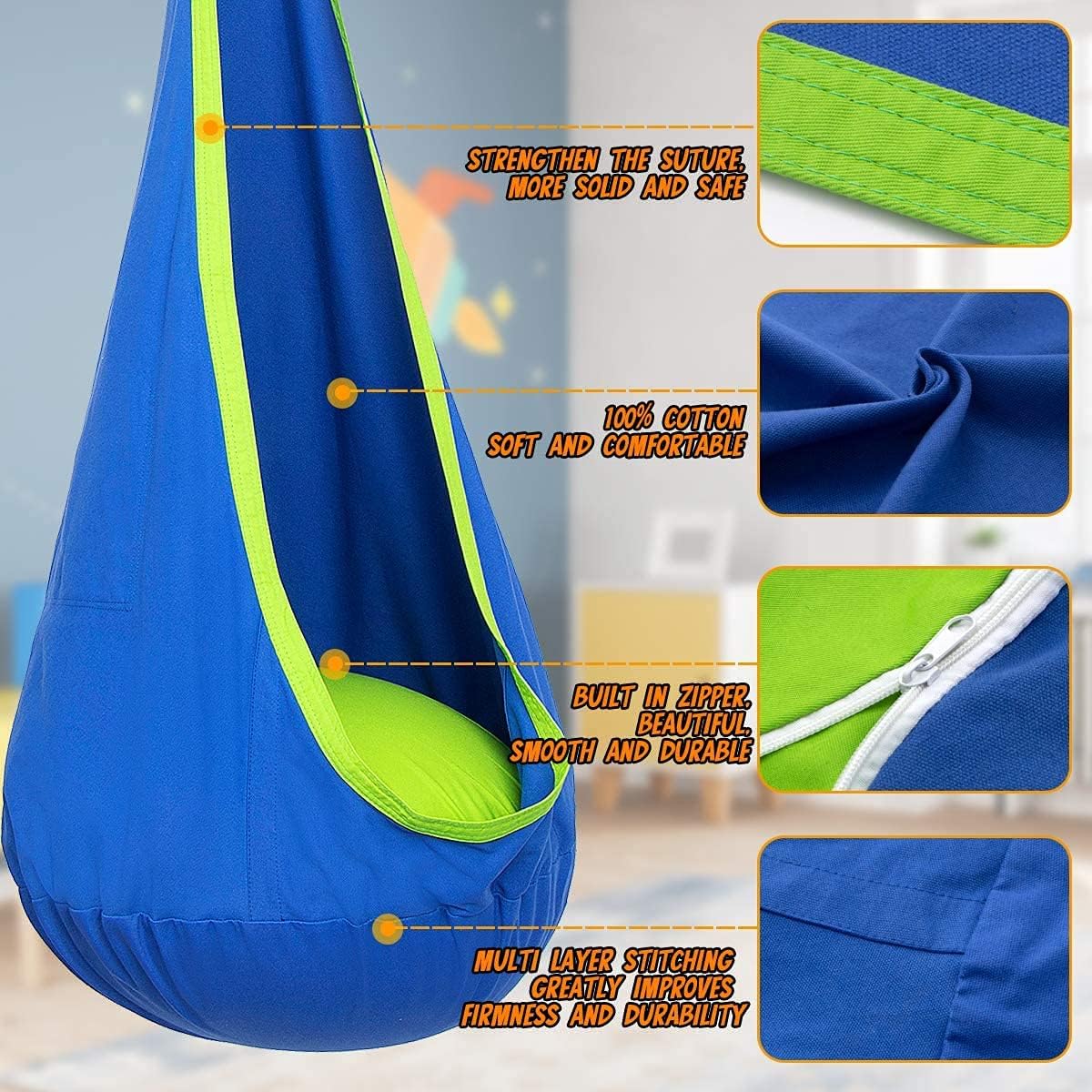 Comfy Hanging Chair with Soft Cushion
